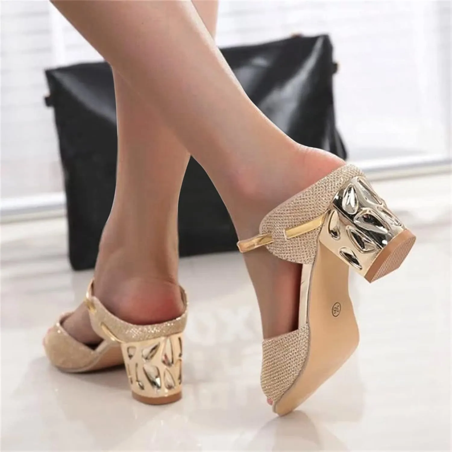 Women's Chunky L?w Heels Womens Sandals Shoes Walking Sandal Non Slip Casual Summer Beach Shoes Dress Women's Fashion Flip Flop Open Toe Block Heeled Dress Ankle Strap Pump Wedding Sandals Round Toe Sandals