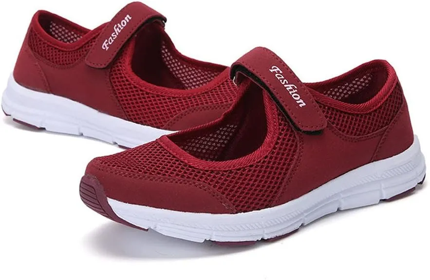 Women's Fashion Sneaker Non Slip Work Wide Comfortable Slip Resistant Work Shoes Women's Trail Running Shoes Womens Red Loafers No Lace Sneakers Women
