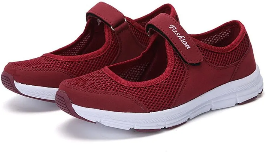 Women's Fashion Sneaker Non Slip Work Wide Comfortable Slip Resistant Work Shoes Women's Trail Running Shoes Womens Red Loafers No Lace Sneakers Women