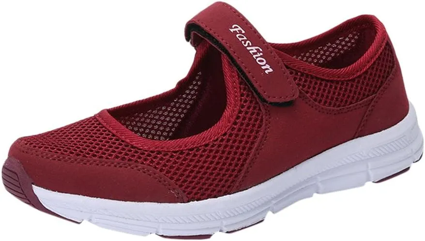 Women's Fashion Sneaker Non Slip Work Wide Comfortable Slip Resistant Work Shoes Women's Trail Running Shoes Womens Red Loafers No Lace Sneakers Women