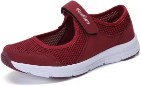 Women's Fashion Sneaker Non Slip Work Wide Comfortable Slip Resistant Work Shoes Women's Trail Running Shoes Womens Red Loafers No Lace Sneakers Women