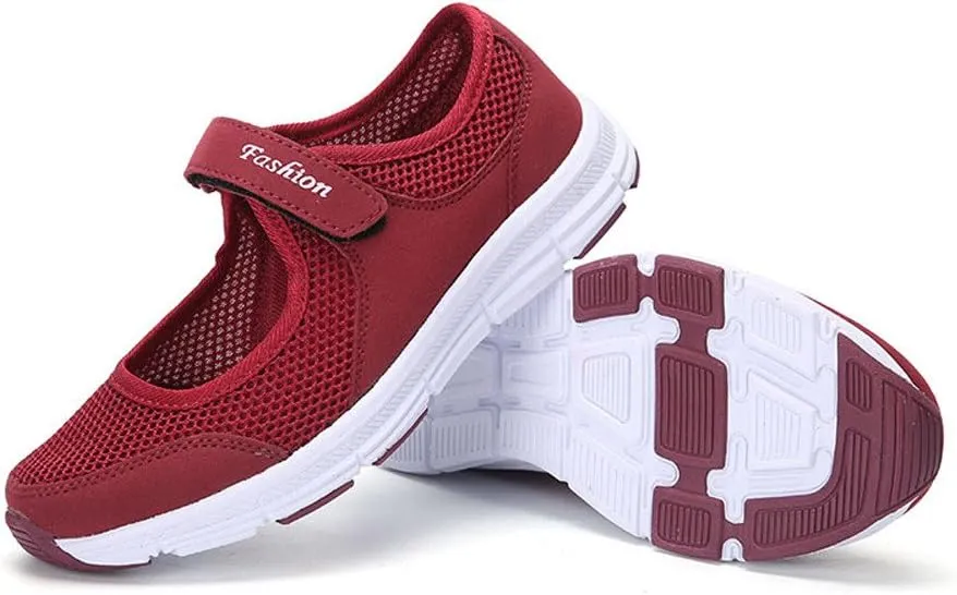 Women's Fashion Sneaker Non Slip Work Wide Comfortable Slip Resistant Work Shoes Women's Trail Running Shoes Womens Red Loafers No Lace Sneakers Women