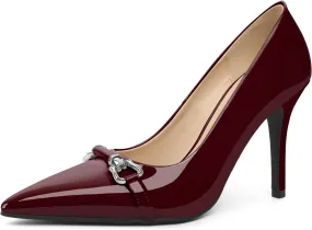 YODEKS Women Stiletto Heel Pumps Slip On 3.5 Inch Closed Pointed Toe Buckle Shoes Dress Parent Size 6-13
